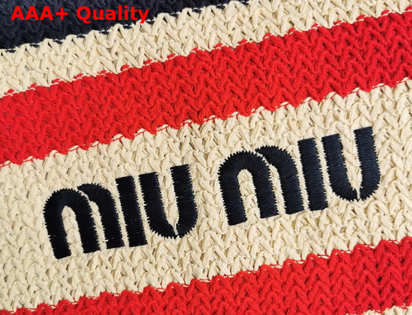 Miu Miu Woven Fabric Tote Bag in Beige and Blue Replica