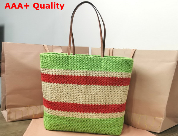 Miu Miu Woven Fabric Tote Bag in Beige and Green Replica