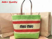 Miu Miu Woven Fabric Tote Bag in Beige and Green Replica