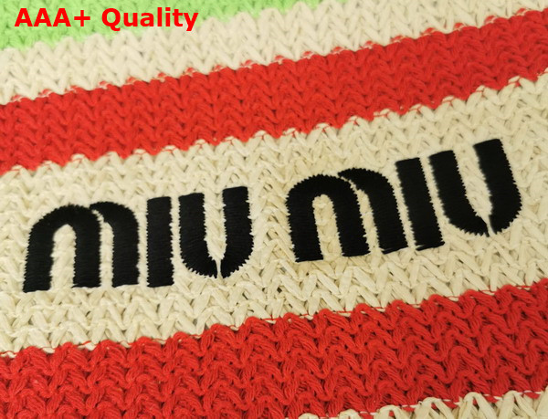 Miu Miu Woven Fabric Tote Bag in Beige and Green Replica