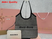 Miu Miu Woven Fabric and Linen Mini Tote Bag Black and Tan 5BG231 Replica