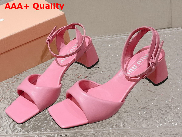 Miu Miu leather Sandals in Begonia Pink 5X910D Replica