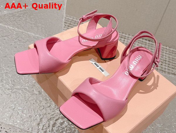 Miu Miu leather Sandals in Begonia Pink 5X910D Replica