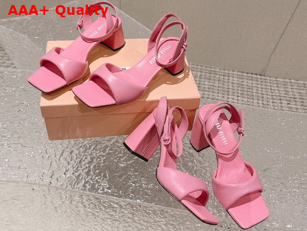 Miu Miu leather Sandals in Begonia Pink 5X910D Replica