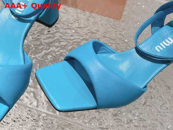 Miu Miu leather Sandals in Sapphire Blue 5X910D Replica