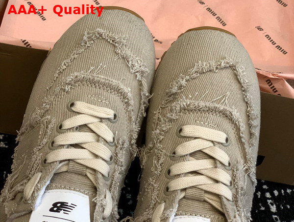 New Balance 574 x Miu Miu Denim Sneakers in Colonial Beige Replica