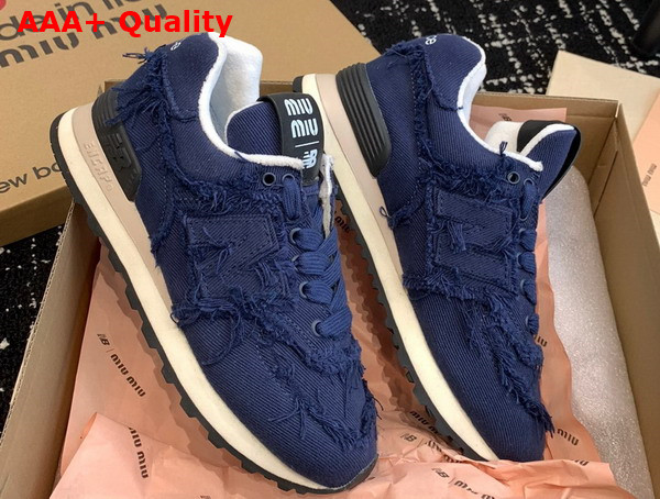 New Balance 574 x Miu Miu Denim Sneakers in Royal Blue Replica