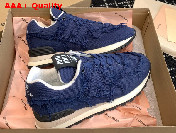 New Balance 574 x Miu Miu Denim Sneakers in Royal Blue Replica