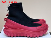 Moncler Trailgrip Knit High Top Sneakers Black Knit Upper and Red Sole Replica