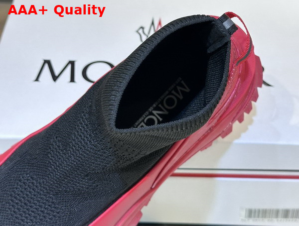 Moncler Trailgrip Knit High Top Sneakers Black Knit Upper and Red Sole Replica