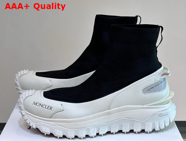 Moncler Trailgrip Knit High Top Sneakers Black Knit Upper and White Sole Replica