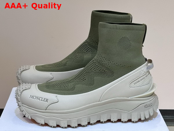 Moncler Trailgrip Knit High Top Sneakers in Green Replica