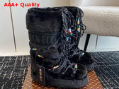 Moon Boot Icon Black Faux Fur Beads Boots 23539090 Replica