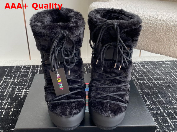 Moon Boot Icon Black Faux Fur Boots 15534217 Replica