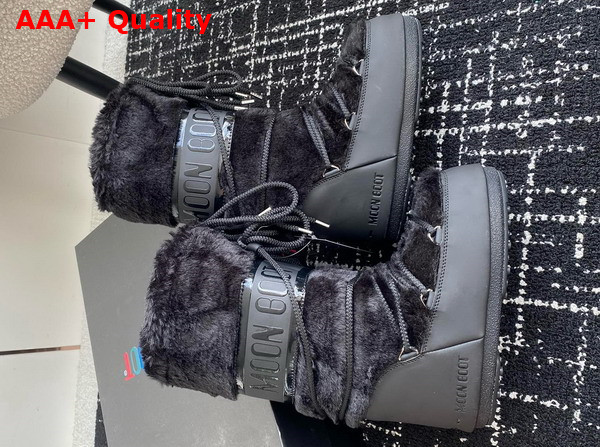 Moon Boot Icon Black Faux Fur Boots 15534217 Replica