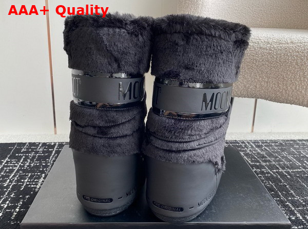 Moon Boot Icon Black Faux Fur Boots 15534217 Replica