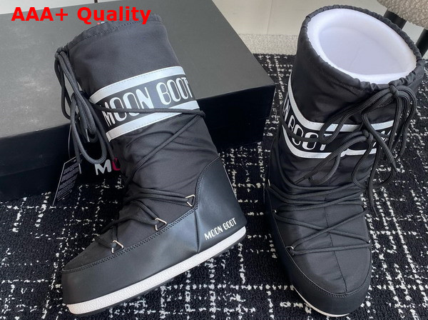 Moon Boot Icon Black Nylon Boots 21451668 Replica