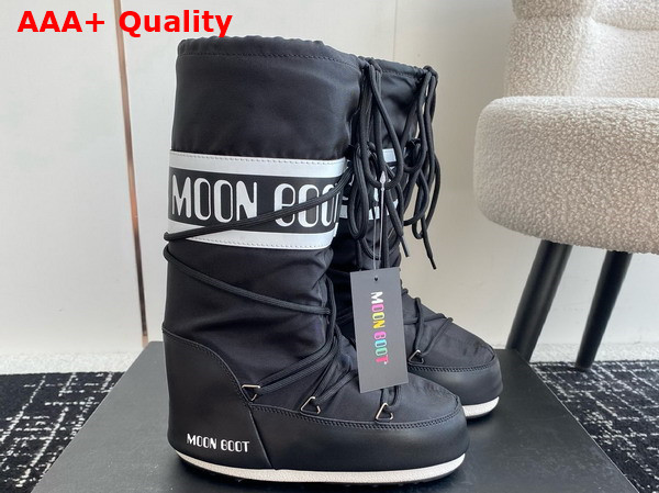 Moon Boot Icon Black Nylon Boots 21451668 Replica