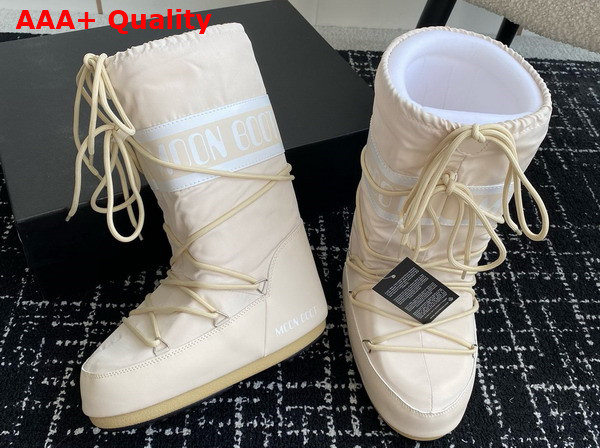 Moon Boot Icon Cream Nylon Boots 17004942 Replica