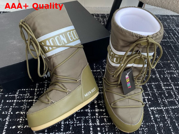 Moon Boot Icon Khaki Nylon Boots 17005266 Replica