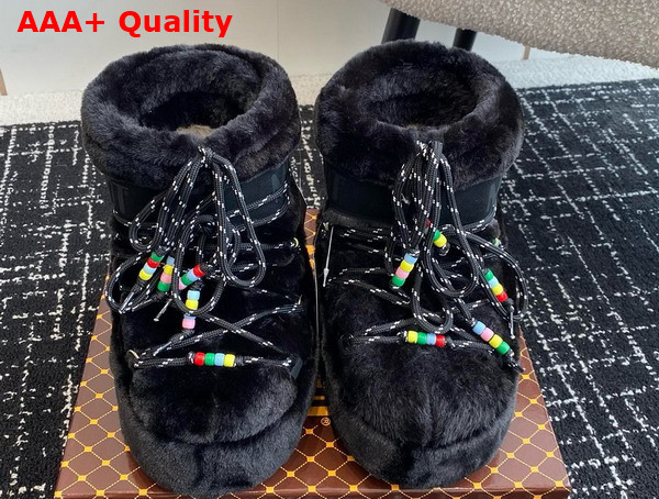 Moon Boot Icon Low Black Faux Fur Beads Boots 23539094 Replica