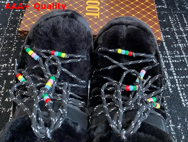 Moon Boot Icon Low Black Faux Fur Beads Boots 23539094 Replica