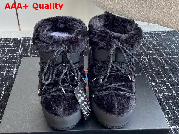 Moon Boot Icon Low Black Faux Fur Boots 18516697 Replica