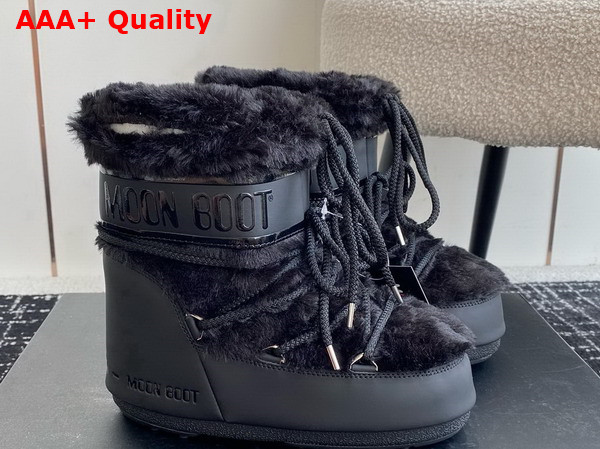 Moon Boot Icon Low Black Faux Fur Boots 18516697 Replica