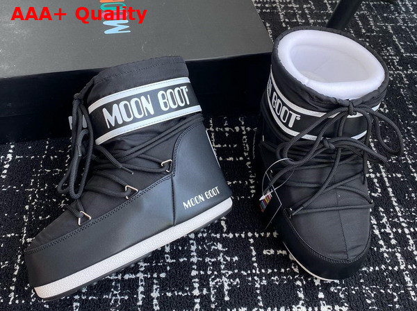 Moon Boot Icon Low Black Nylon Boots 17755852 Replica