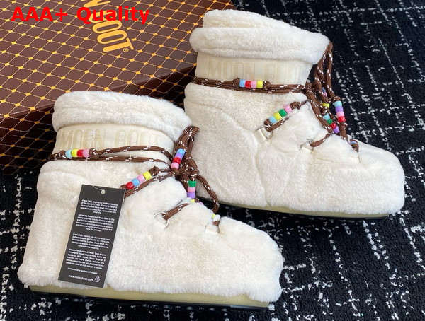 Moon Boot Icon Low Cream Faux Fur Beads Boots 21110764 Replica