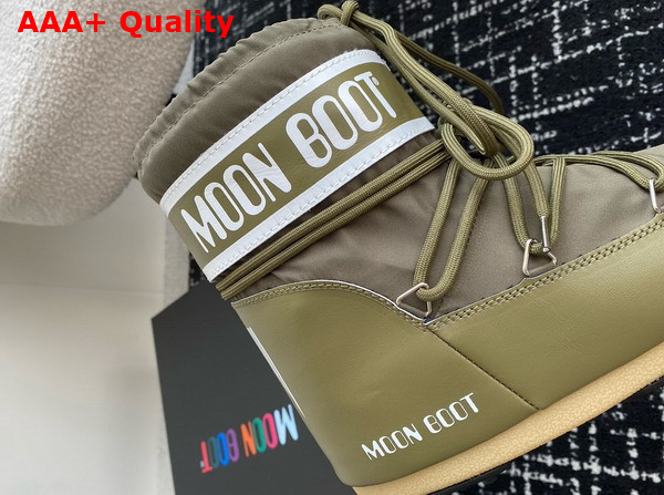 Moon Boot Icon Low Khaki Nylon Boots 17005263 Replica