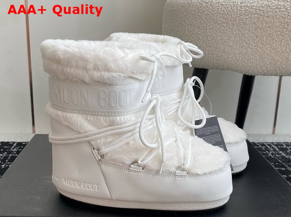 Moon Boot Icon Low White Faux Fur Boots 18517577 Replica