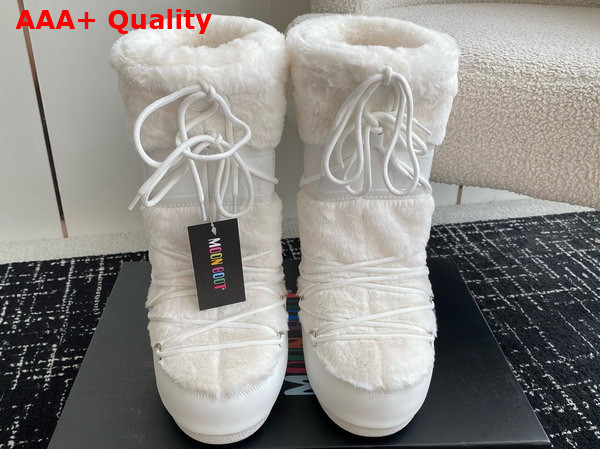 Moon Boot Icon White Faux Fur Boots 17005265 Replica