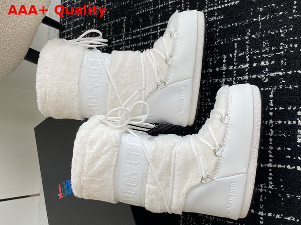 Moon Boot Icon White Faux Fur Boots 17005265 Replica