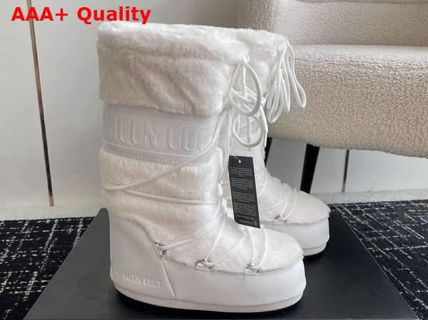 Moon Boot Icon White Faux Fur Boots 17005265 Replica