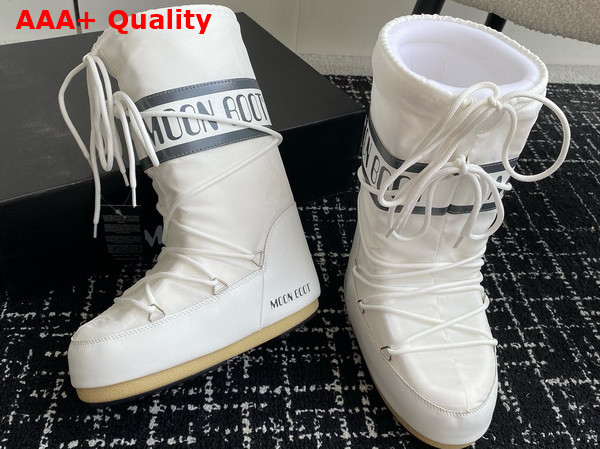 Moon Boot Icon White Nylon Boots 14675665 Replica