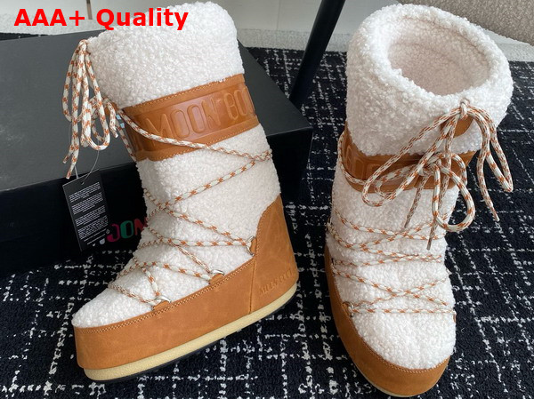 Moon Boot Lab69 Icon Cream Shearling Boots 16110513 Replica