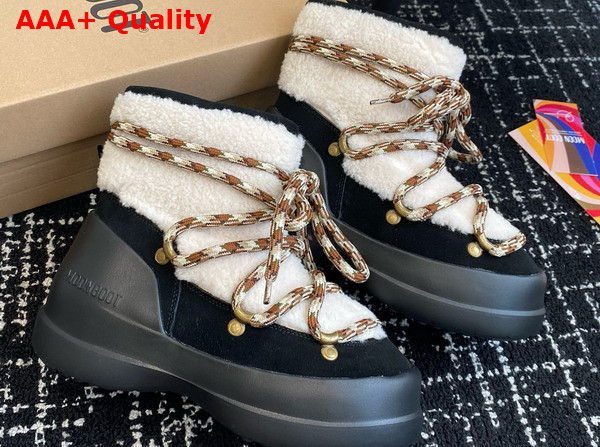 Moon Boot Luna Black Shearling Boots Replica