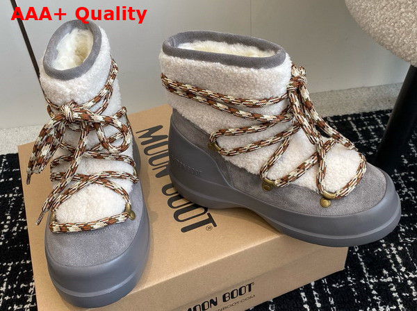 Moon Boot Luna Grey Shearling Boots Replica