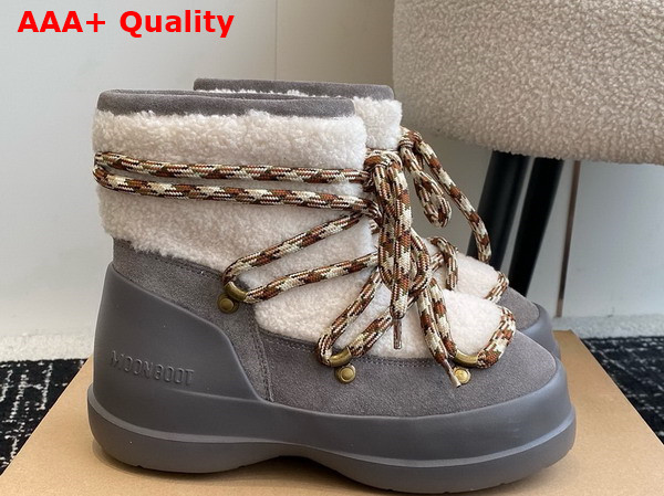 Moon Boot Luna Grey Shearling Boots Replica