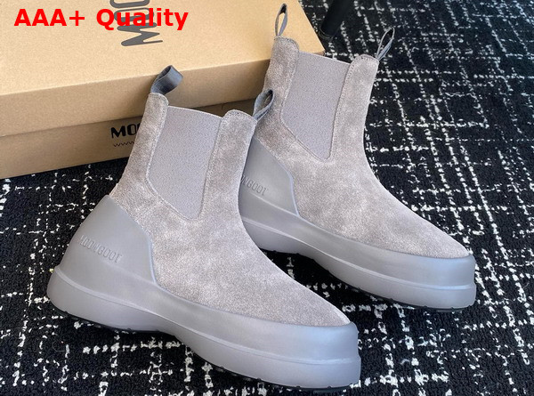 Moon Boot Luna Grey Suede Chelsea Boots 23539128 Replica