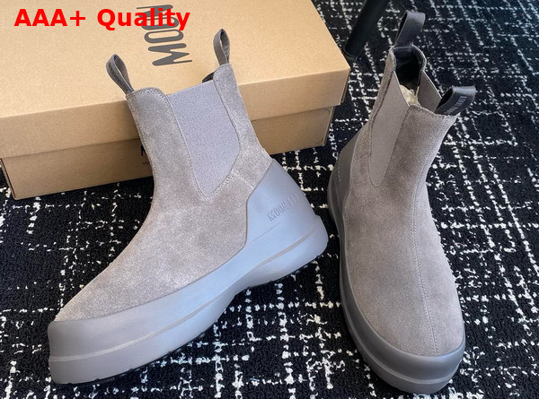 Moon Boot Luna Grey Suede Chelsea Boots 23539128 Replica