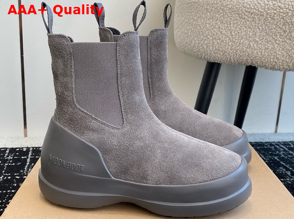 Moon Boot Luna Grey Suede Chelsea Boots 23539128 Replica