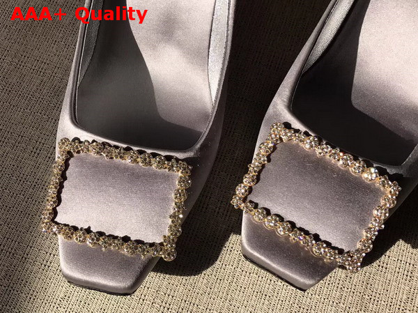 Roger Vivier Belle Vivier Trompette Pumps in Grey Silk Satin Replica