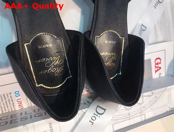 Roger Vivier Chips Strass Ballerinas in Black Silk Satin Replica