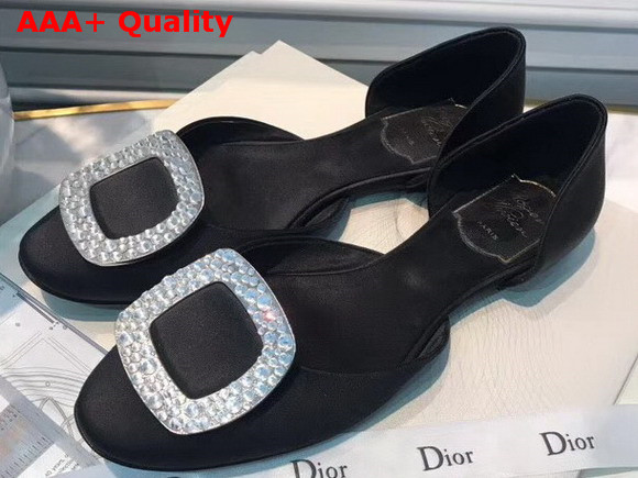 Roger Vivier Chips Strass Ballerinas in Black Silk Satin Replica