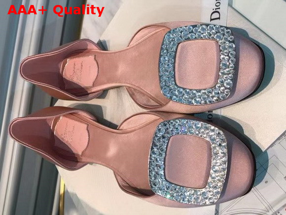 Roger Vivier Chips Strass Ballerinas in Nude Pink Silk Satin Replica