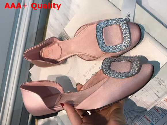 Roger Vivier Chips Strass Ballerinas in Nude Pink Silk Satin Replica