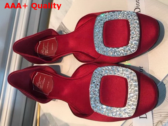 Roger Vivier Chips Strass Ballerinas in Red Silk Satin Replica