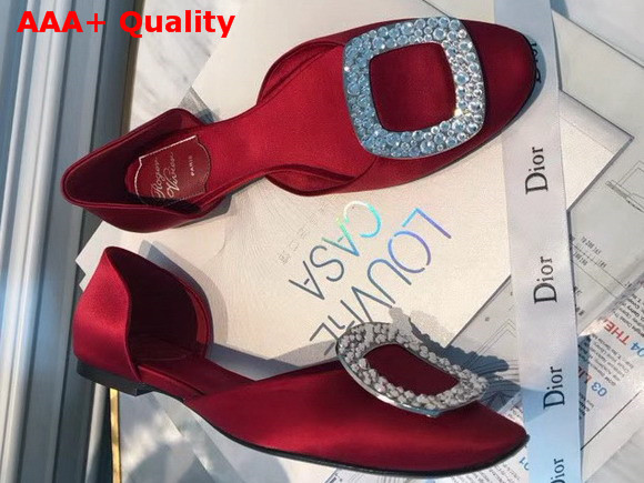 Roger Vivier Chips Strass Ballerinas in Red Silk Satin Replica